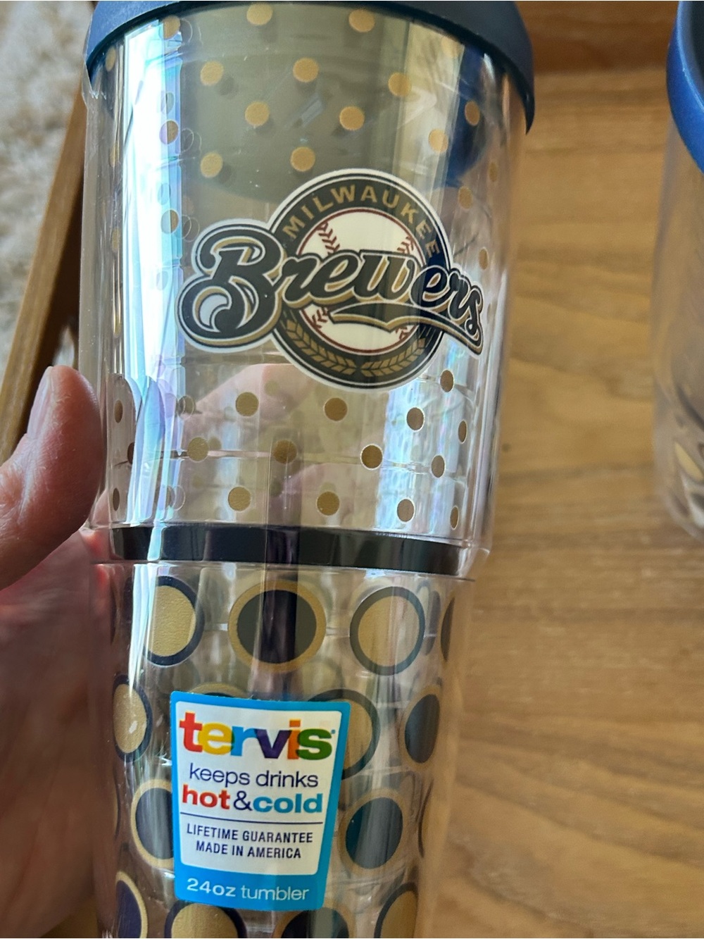 tervis Milwaukee Brewers Gold and Navy Dot 24oz Tumbler Set of 2 With Lids - Picture 9 of 10